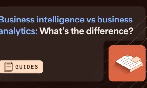 Business intelligence vs business analytics: Was ist der Unterschied? Ein Leitfaden mit Dokumentensymbol.