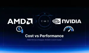AMD vs NVIDIA: Kosten vs. Leistung. AMD ROCm ist günstiger, NVIDIA CUDA ist schneller.