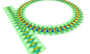 Simulation von Lichtwellen in einem Silizium-Ringresonator. Was ist Silizium? Ein Halbleitermaterial, das für optische Schaltungen genutzt wird.