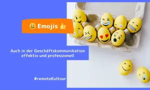 Gelbe Eier mit lustigen Gesichtern, die zeigen, was sind Emojis. Sie sind auch in der Geschäftskommunikation effektiv.