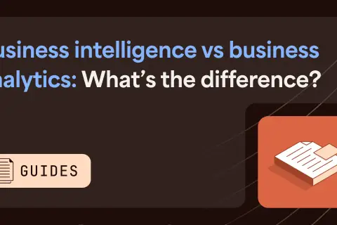 Business intelligence vs business analytics: Was ist der Unterschied? Ein Leitfaden mit Dokumentensymbol.
