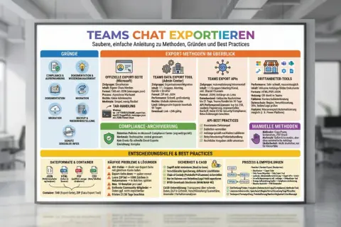 Übersicht der Methoden zum Exportieren von Teams-Chats, inklusive Gründe, Formate und Best Practices. `conda export environment` als Teil der Automatisierung.