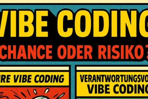 VIBE CODING: Chance oder Risiko? Links: PURE VIBE CODING, rechts: VERANTWORTUNGSVOLLES VIBE CODING.