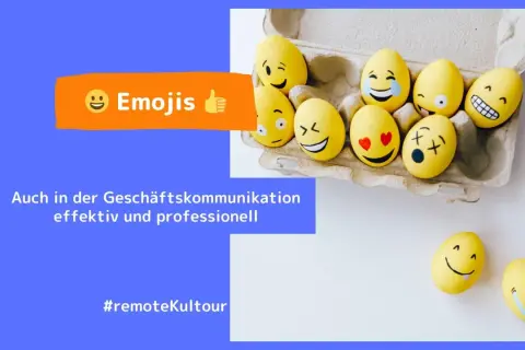 Gelbe Eier mit lustigen Gesichtern, die zeigen, was sind Emojis. Sie sind auch in der Geschäftskommunikation effektiv.