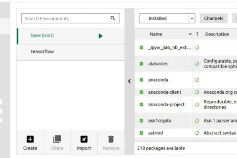 Umgebung "tensorflow" auswählen, um conda switch environment zu nutzen.