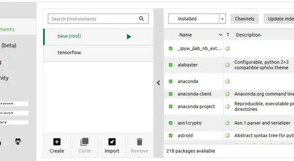 Umgebung "tensorflow" auswählen, um conda switch environment zu nutzen.