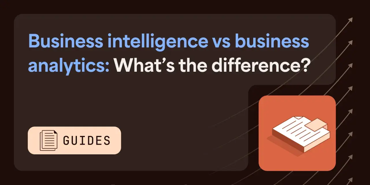 Business intelligence vs business analytics: Was ist der Unterschied? Ein Leitfaden mit Dokumentensymbol.