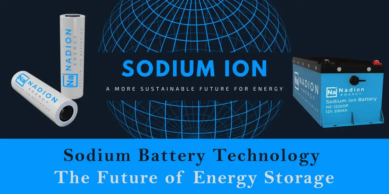 Zwei Nadion Natrium-Ionen-Akkus, ein zylindrischer und ein Kastenakku, repr&auml;sentieren die Zukunft der Energiespeicherung.